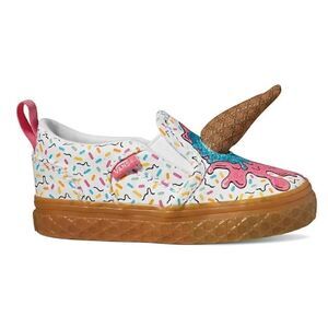 VANS White Pink Ice Cream Cone Slip On Sneakers Toddler's Size 4.5